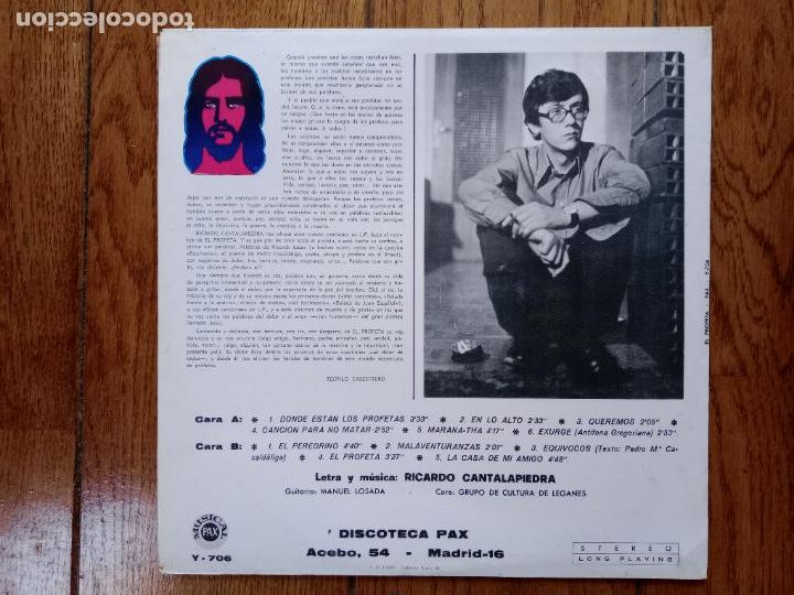 Discos de vinilo: Ricardo Cantalapiedra - el profeta - Foto 2