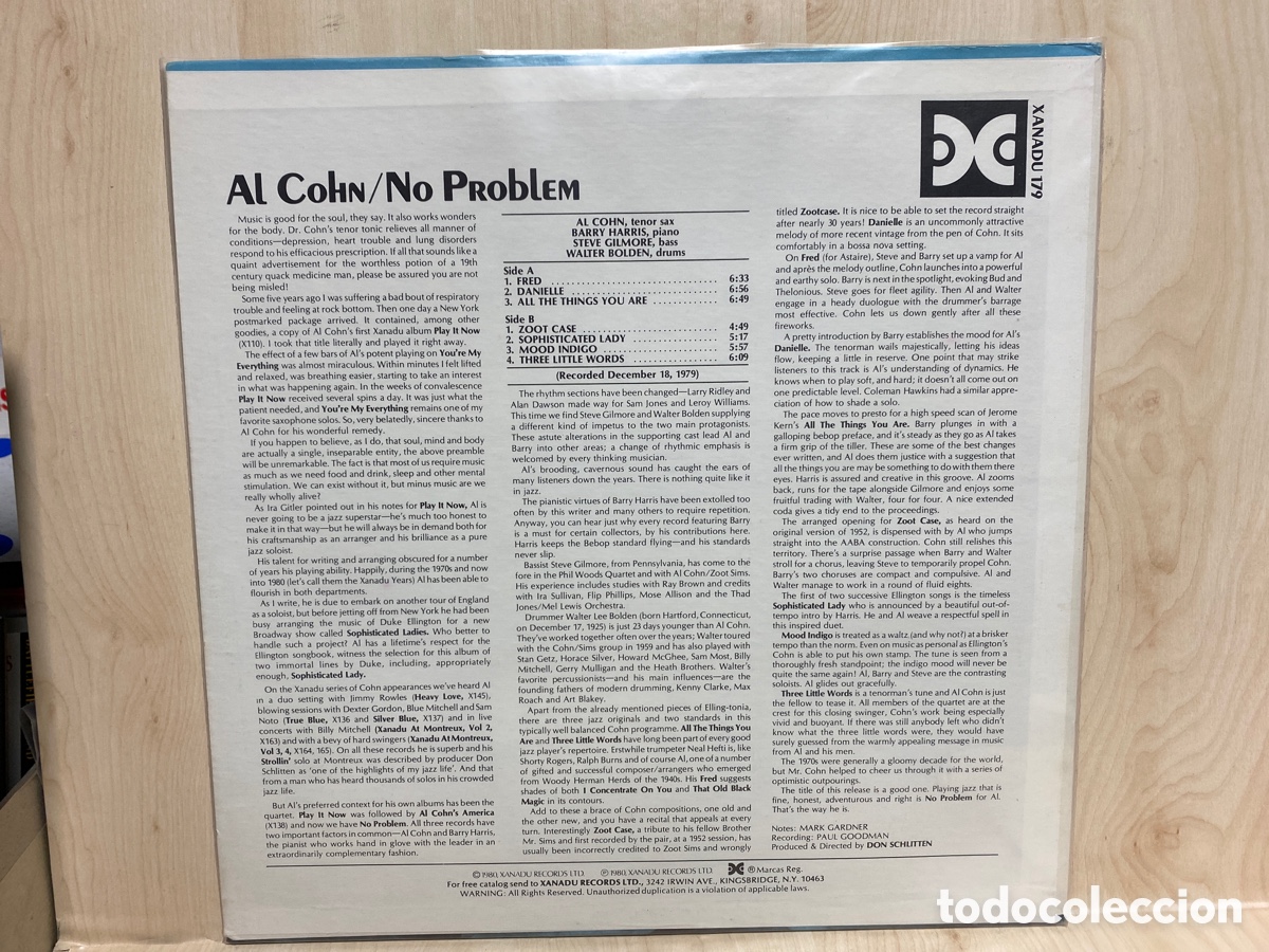 Discos de vinilo: Al Cohn - No Problem (LP, Album) - Foto 2