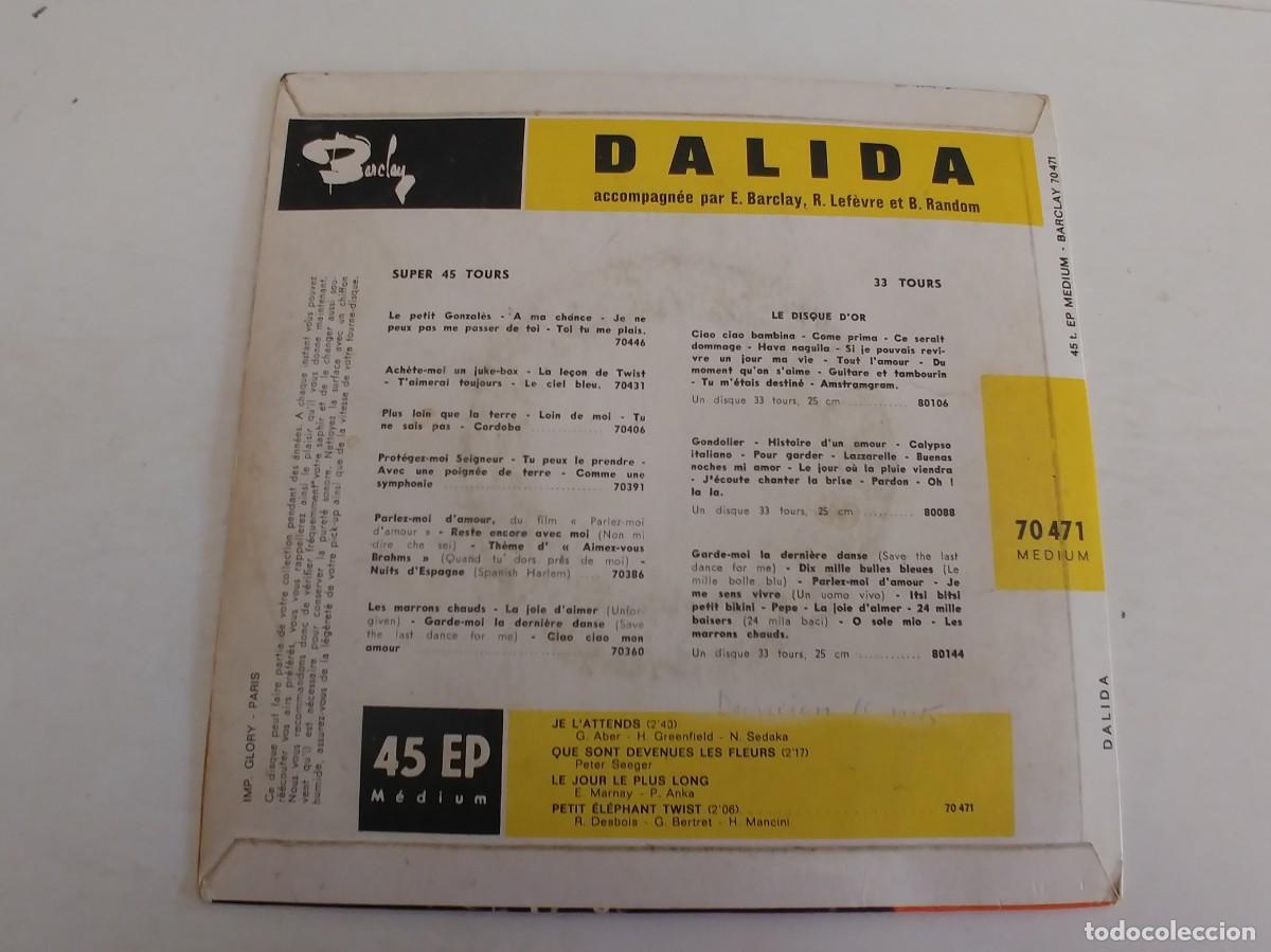 Discos de vinilo: DALIDA-EP JE LATTENDS +3 - Foto 2
