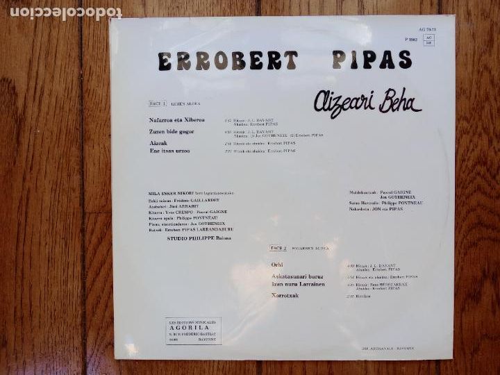 Discos de vinilo: Errobert Pipas Larrandaburu - aizeari beha - Foto 2