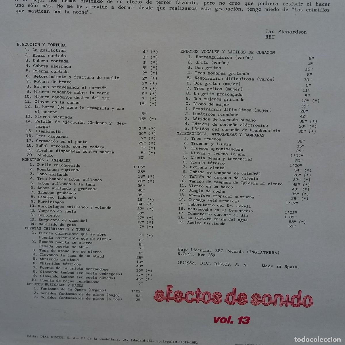 Discos de vinilo: EFECTOS DE SONIDO VOL. 13. HORROR - Foto 3