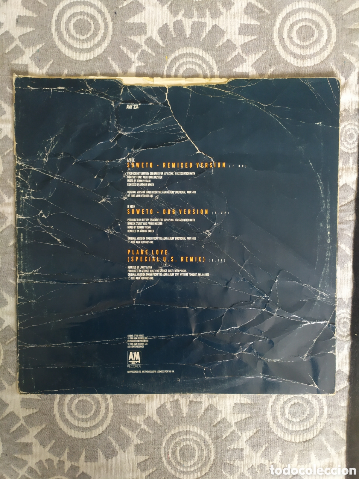 Discos de vinilo: Maxi single Jeffrey Osborne. Soweto - Foto 2