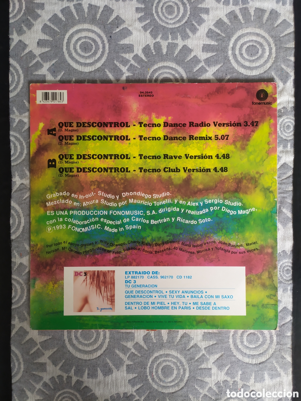 Discos de vinilo: Maxi single DC3. Que descontrol. Tecno Dance Remix - Foto 2