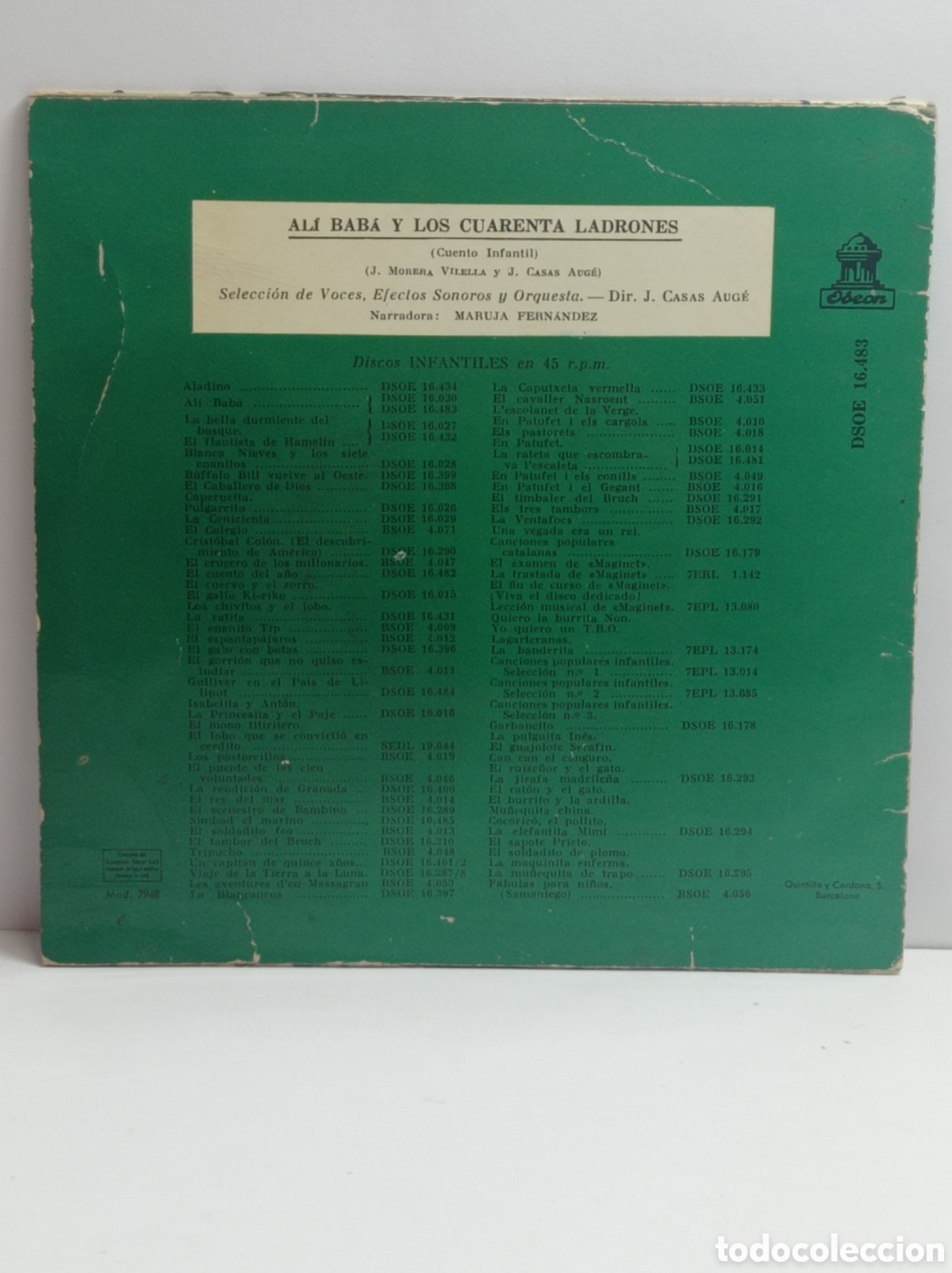 Discos de vinilo: AL&Iacute;-BABA Y LOS CUARENTA LADRONES (ODEON 1962) - Foto 2