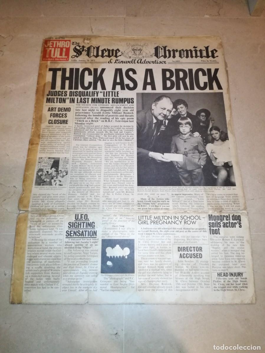 Discos de vinilo: JETHRO TULL-THICK AS A BRICK-PERIODICO COMPLETO-PRIMERISIMA EDICION ESPA&Ntilde;OLA 1972