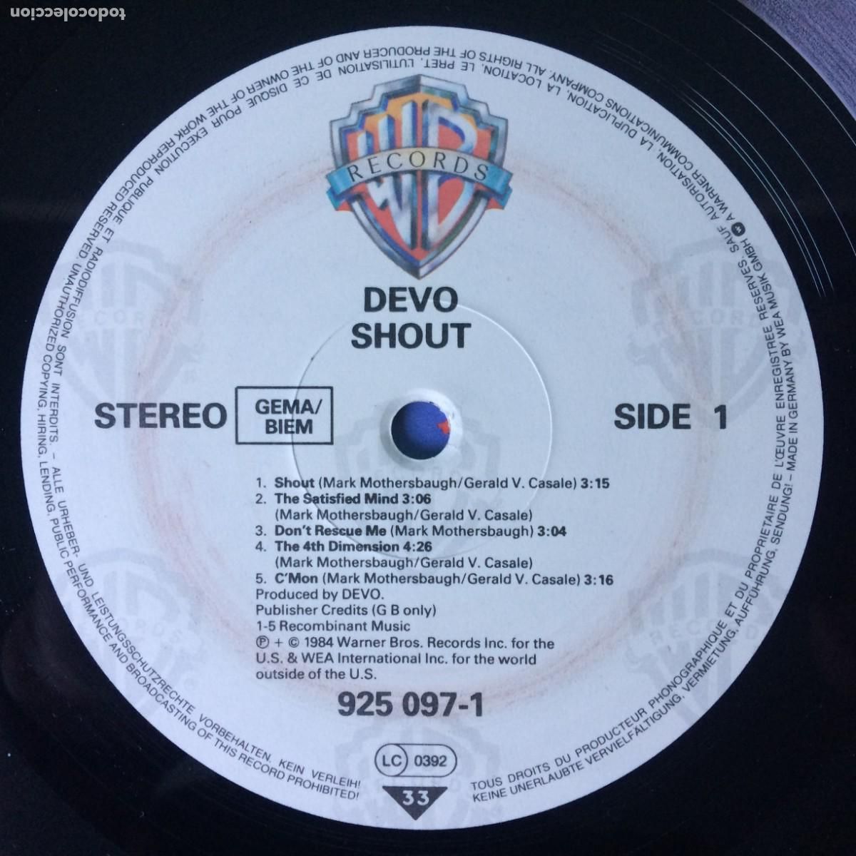 Discos de vinilo: Devo &lrm;&ndash; Shout , Germany 1984 Warner Bros Records* - Foto 5