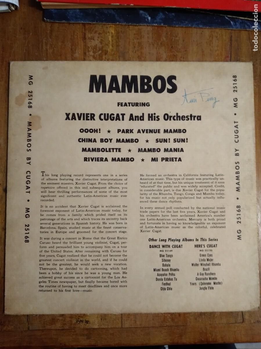 Discos de vinilo: Xavi Cugat-Mambo-Vinilo 10&rdquo;- - Foto 2