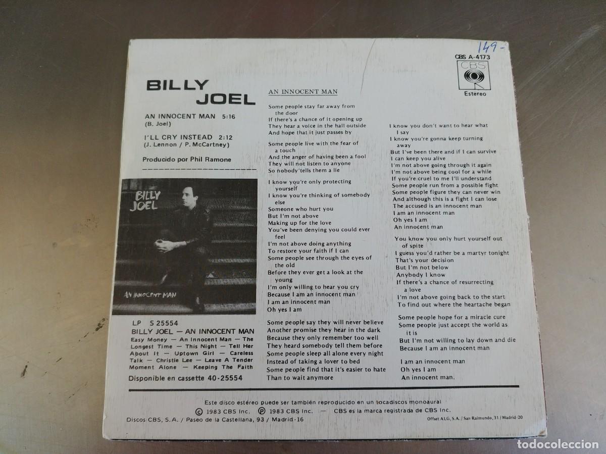 Discos de vinilo: BILLY JOEL-SINGLE AN INNOCENT MAN - Foto 2
