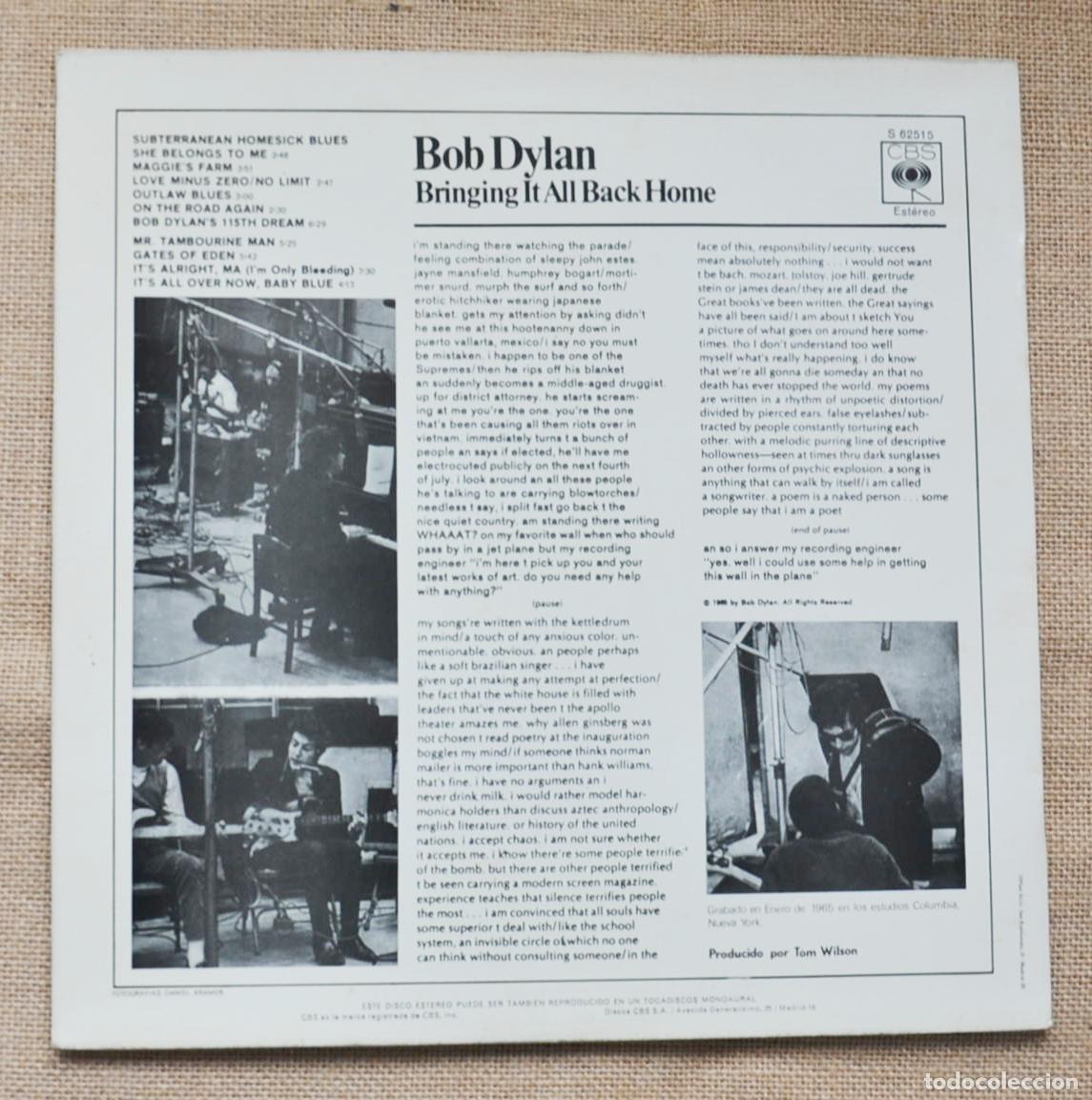 Discos de vinilo: Bob Dylan BRINGING IT ALL BACK HOME Spain Vinilo LP - Foto 2