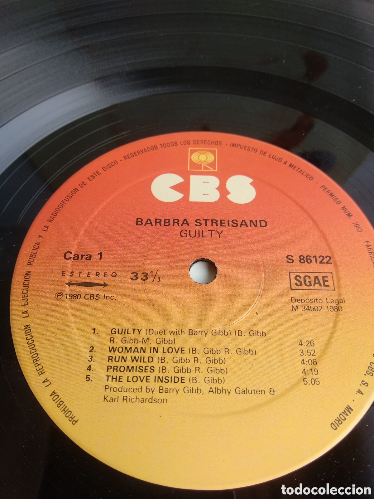 Discos de vinilo: *STREISAND, GUILTY, SPAIN, CBS, 1980 A3 - Foto 5