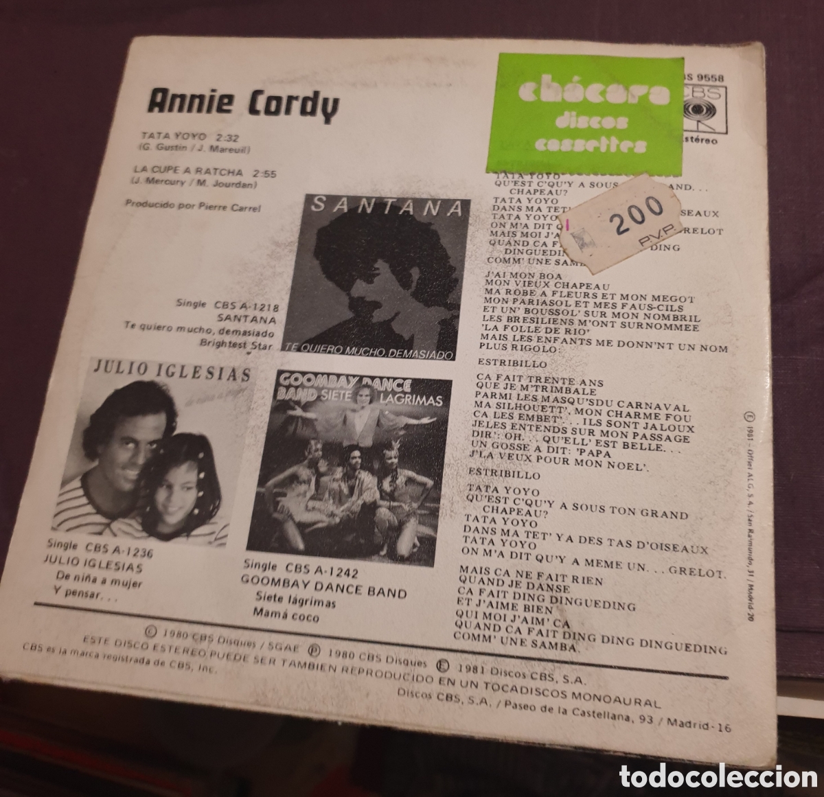 Discos de vinilo: Annie Cordy - tata yoyo - Foto 2