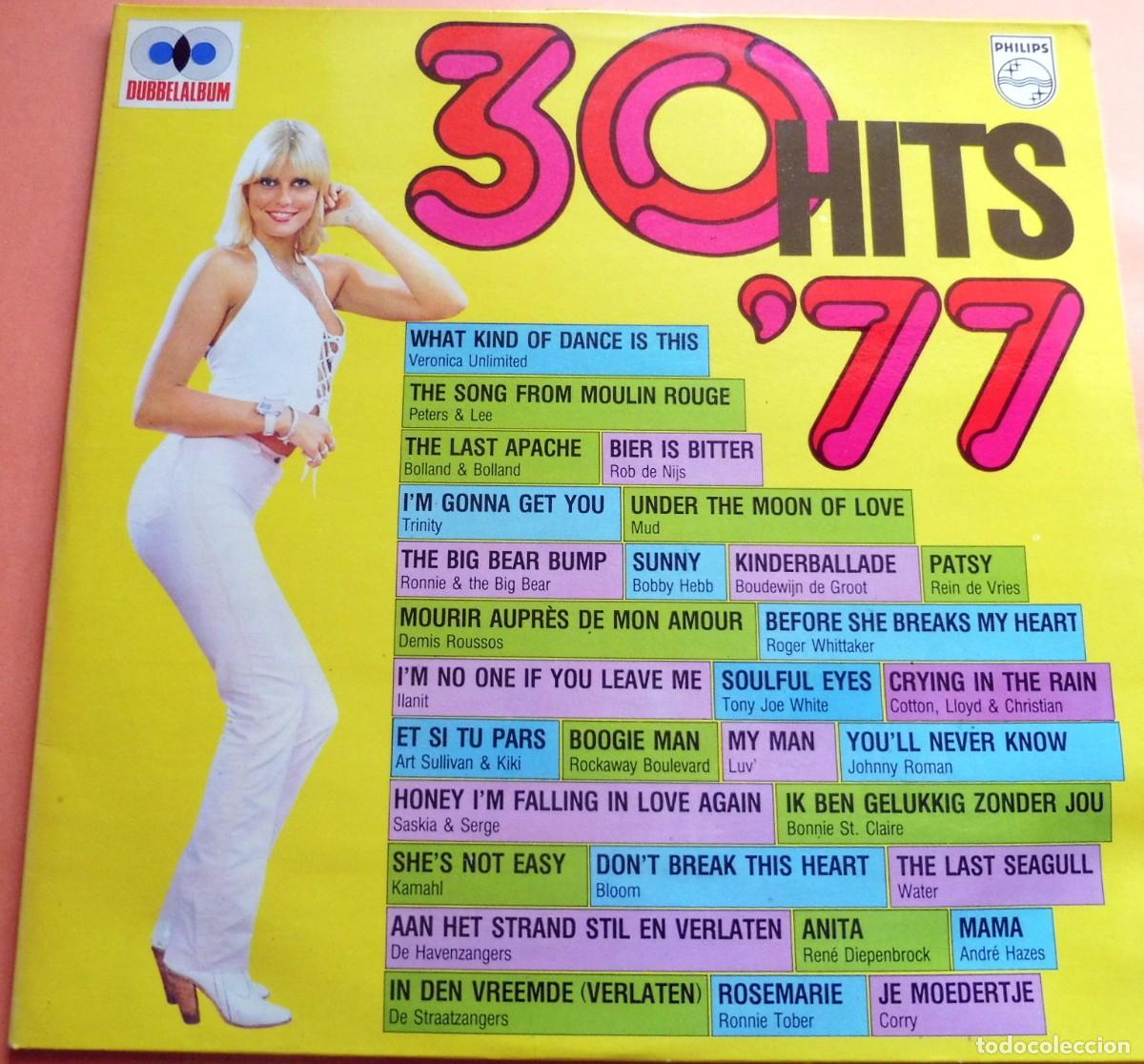 Discos de vinilo: 2 LP's - 30 HITS 77 - PHILIPS 1977 - DIVERSOS ARTISTAS - CARPETA ABIERTA - 99199 120 - HOLLAND