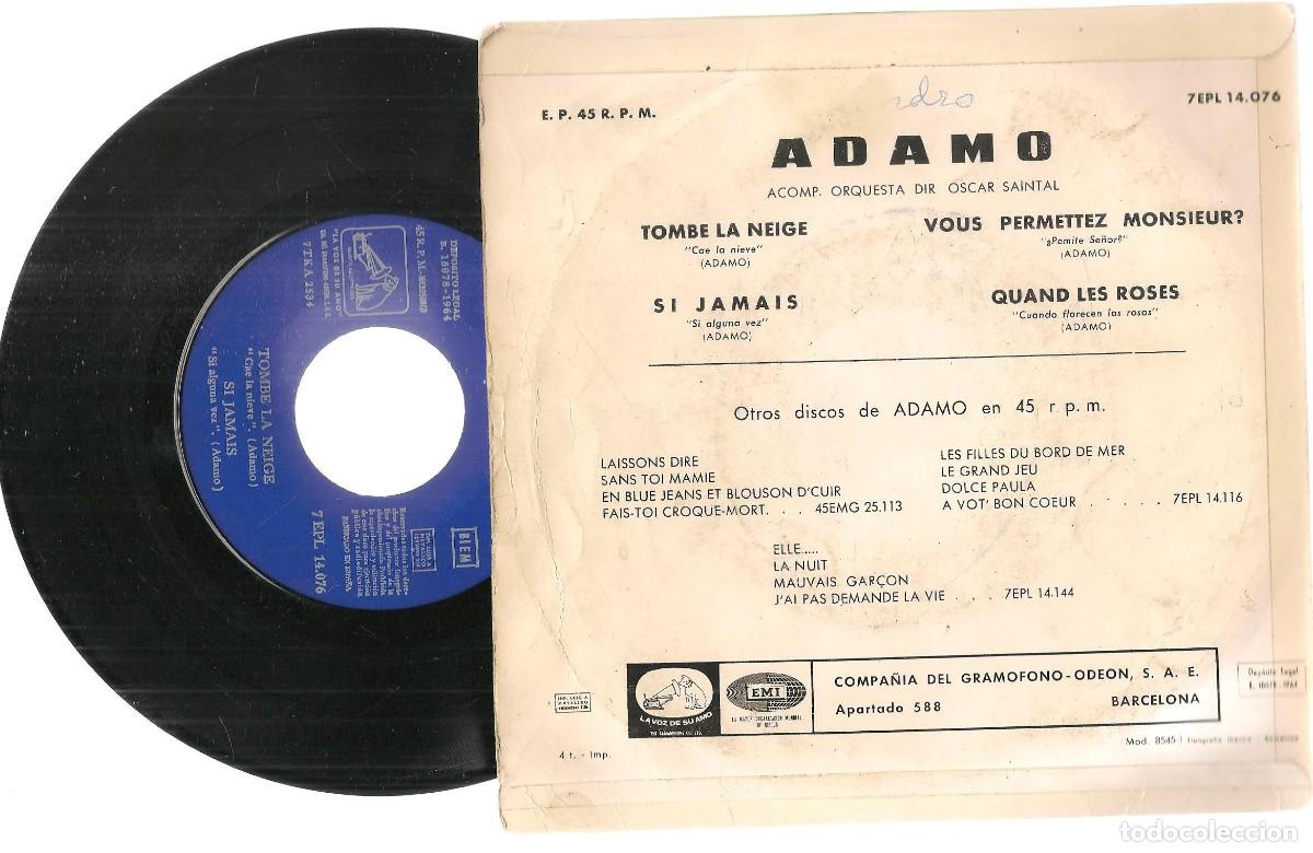 Discos de vinilo: SINGLE. ADAMO. QUAND LES ROSES. (ST/DS3) - Foto 2