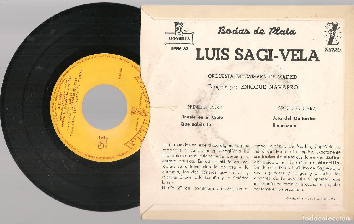 Discos de vinilo: SINGLE. LUIS SAGI - VELA. BODAS DE PLATA. (ST/DS3) - Foto 2