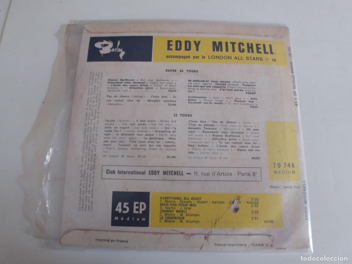 Discos de vinilo: EDDY MITCHELL-EP EVERYTHING ALL RIGHT +3-EDITADO EN FRANCIA - Foto 2