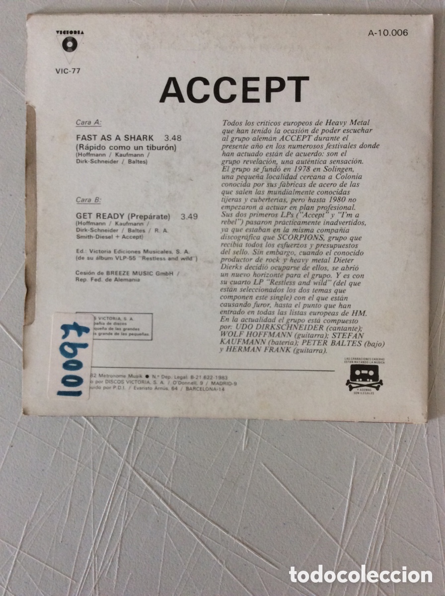 Discos de vinilo: Accept. Fase as a Shark. Get ready. - Foto 2