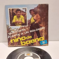 Discos de vinilo: NIÑO DE BAENA / CUENTISTA-CARTA A UN SOLDADO / SINGLE.MARFER-1971 / DE LUJO. ****/****. Lote 393660074