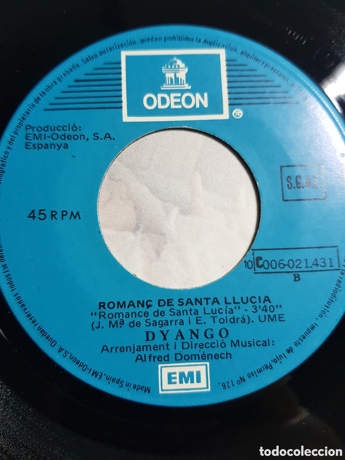Discos de vinilo: Single 7&rdquo; Dyango 1977 La mare .Roman&ccedil; de Santa Lluc&iacute;a. - Foto 3