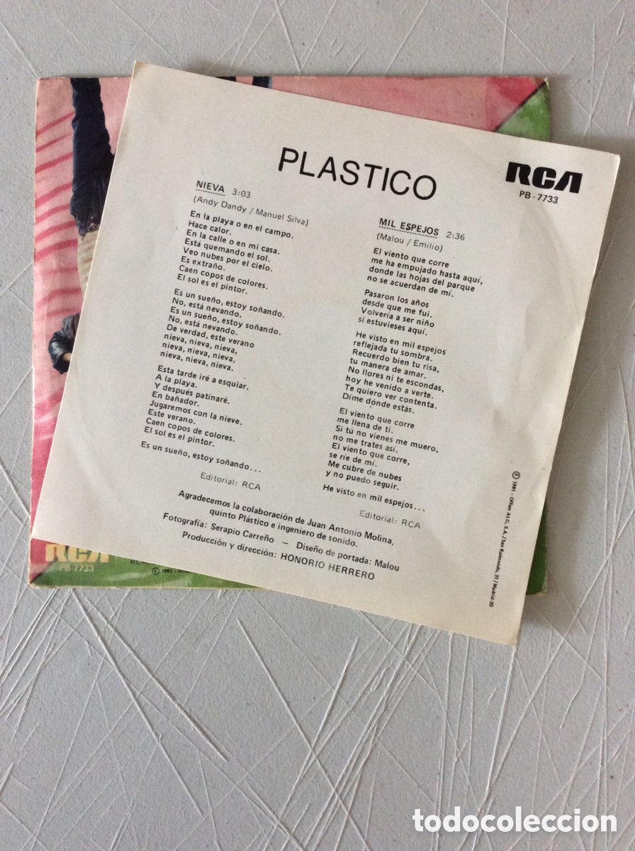 Discos de vinilo: Pl&aacute;stico. Nieva. Mil espejos. - Foto 3
