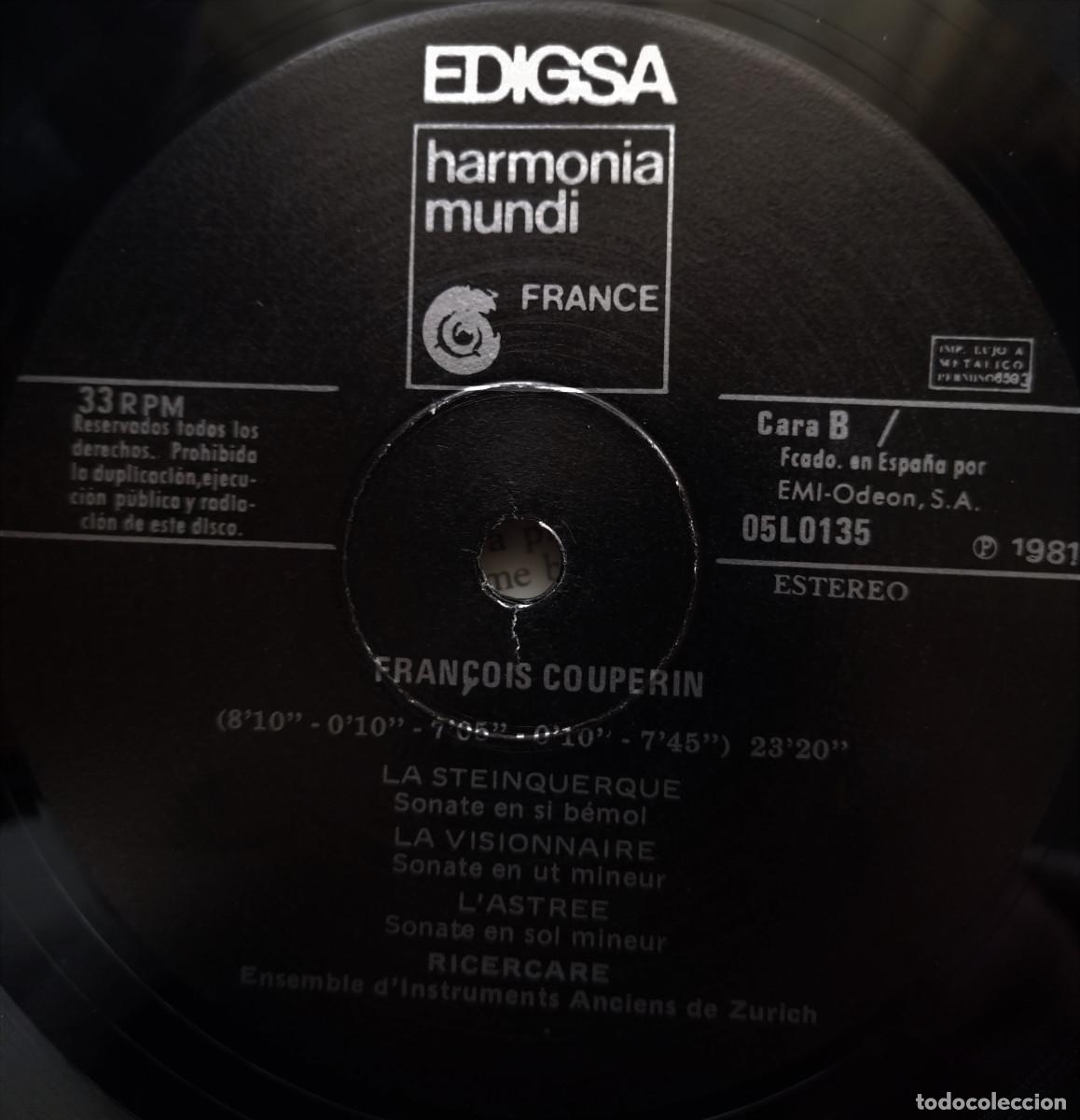 Discos de vinilo: Francois Couperin, Ensemble - Risercare de Zurich, EDIGSA 5LO135, 1981 - Foto 4