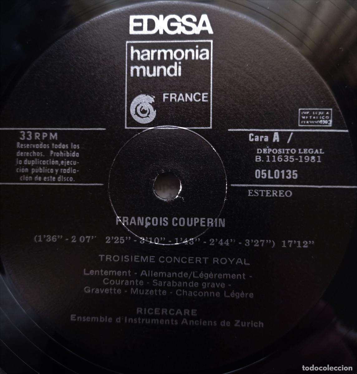 Discos de vinilo: Francois Couperin, Ensemble - Risercare de Zurich, EDIGSA 5LO135, 1981 - Foto 5