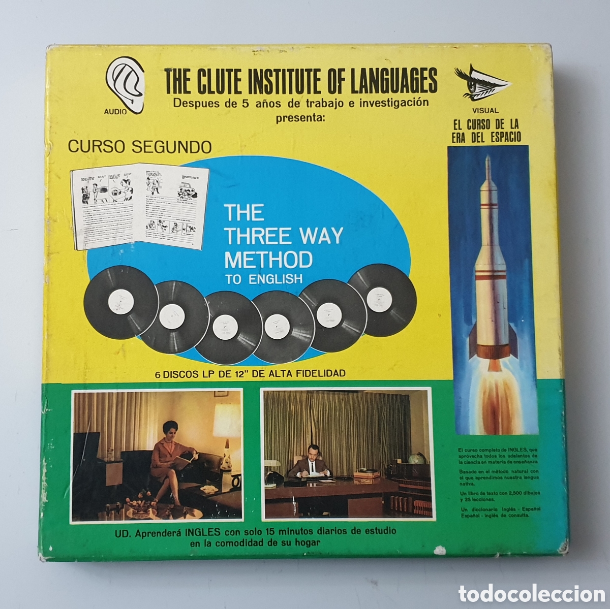 Discos de vinilo: CAJA 6 LPs THE THREE WAY METHOD OF ENGLISH (Espa&ntilde;a, 1972) The Clute Institute RARO ESCASO