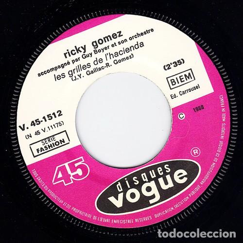 Discos de vinilo: Ricky Gomez &lrm;&ndash; Les Grilles De L&rsquo;hacienda / Oph&eacute;lie Label: Disques Vogue &lrm;&ndash; V. 45 1512