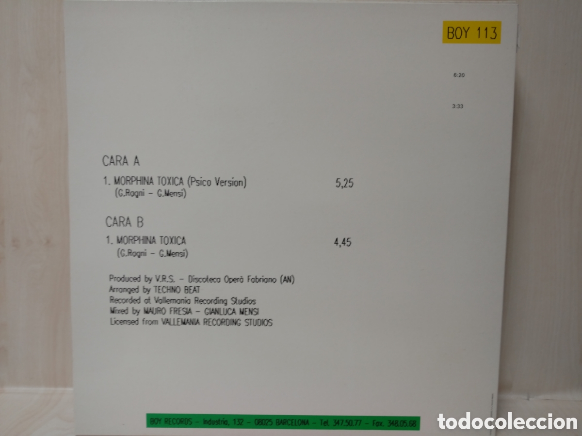 Discos de vinilo: Techno Beat - Morphina Toxica (12&rdquo;, Maxi) - Foto 2