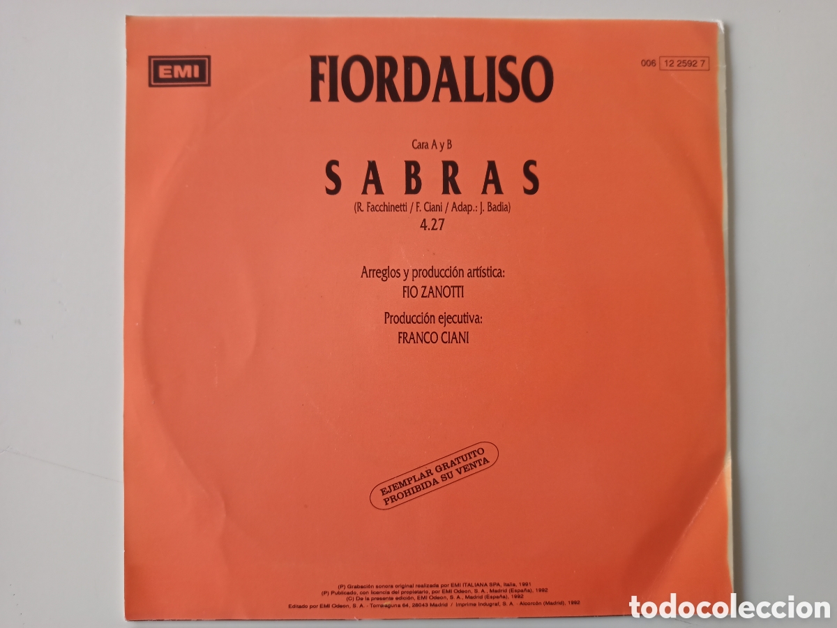 Discos de vinilo: Fiordaliso - Sabr&aacute;s - Foto 2