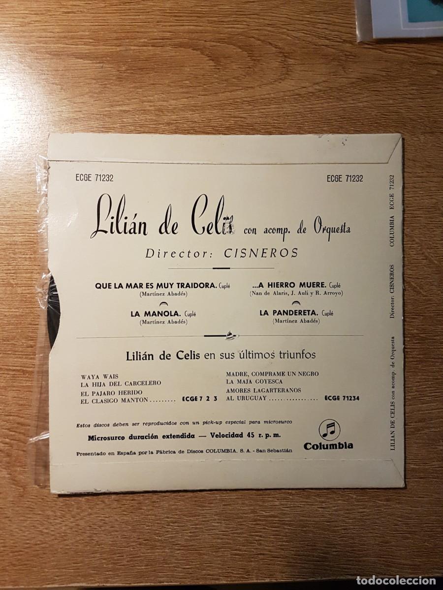 Discos de vinilo: DISCO EP LILIAN DE CELIS. QUE LA MAR ES MUY TRAIDORA - Foto 2