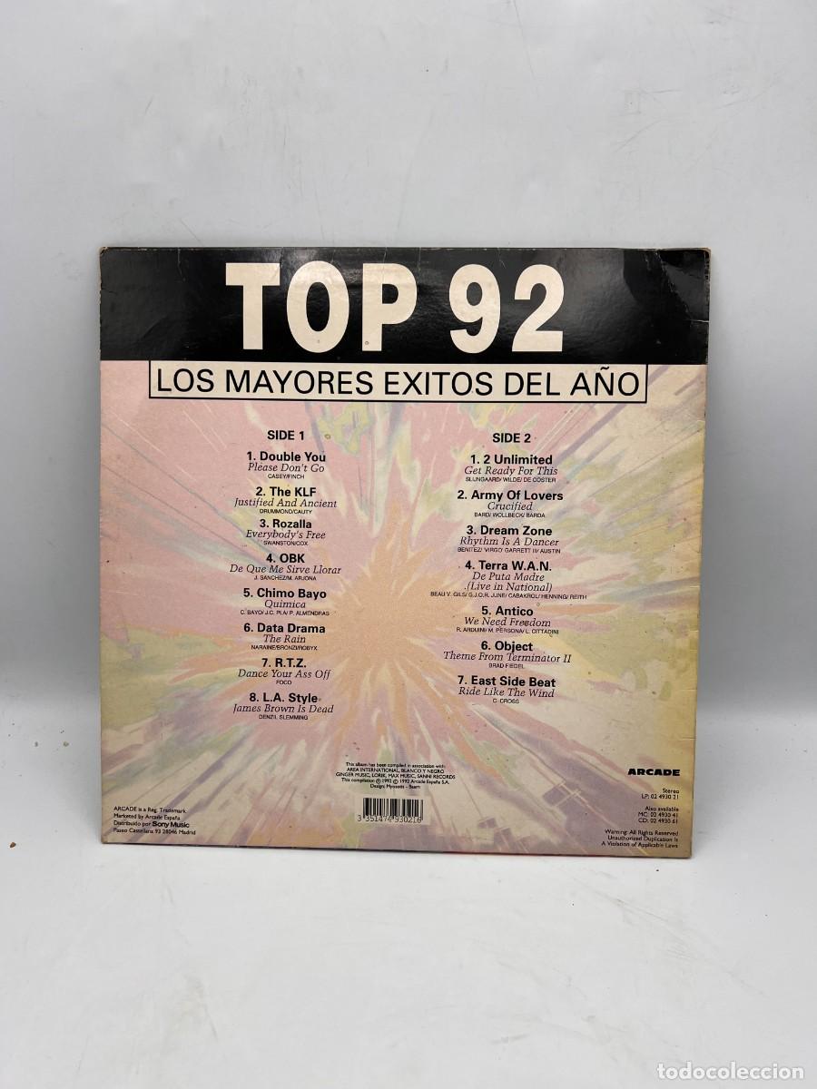 Discos de vinilo: LP - TOP 92 - LOS MAYORES EXITOS DEL A&Ntilde;O - ARCADE - MADRID, 1992 - Foto 4