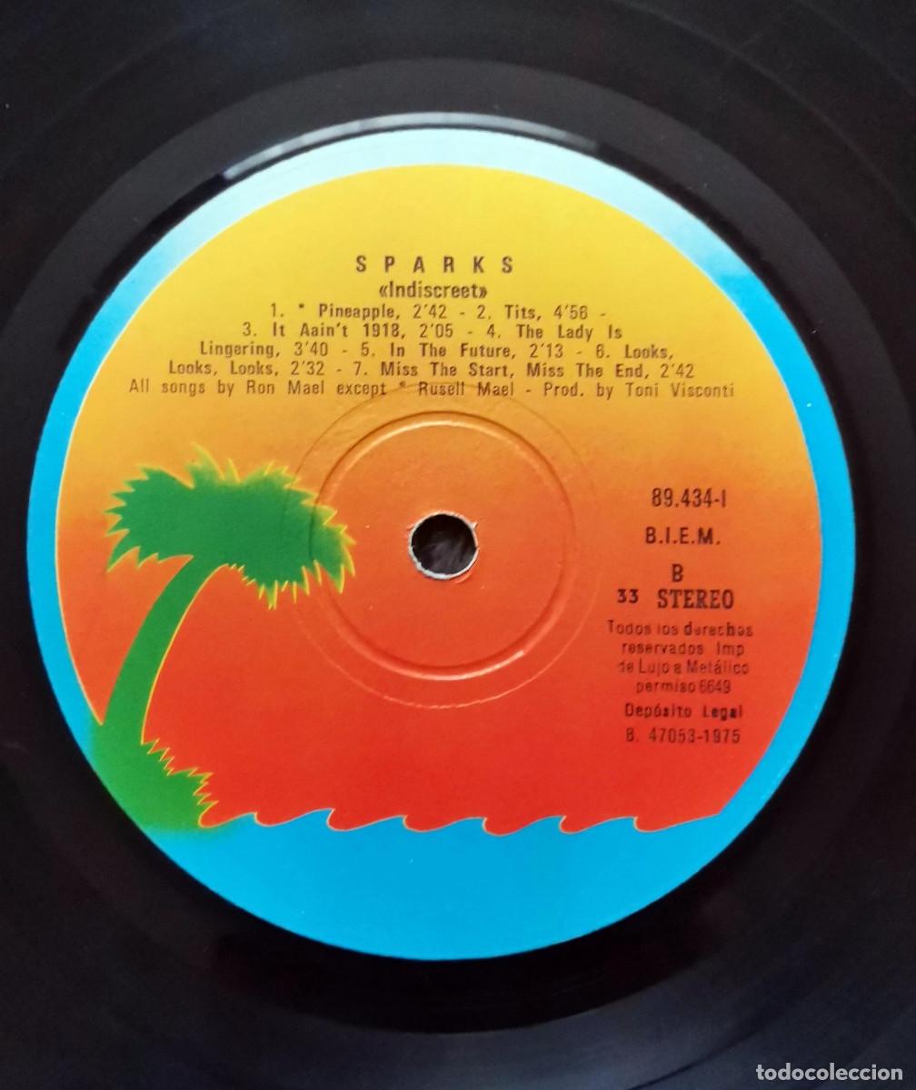 Discos de vinilo: Sparks &ndash; Indiscreet LP SIN PORTADA, EN FUNDA GEN&Eacute;RICA - Foto 2