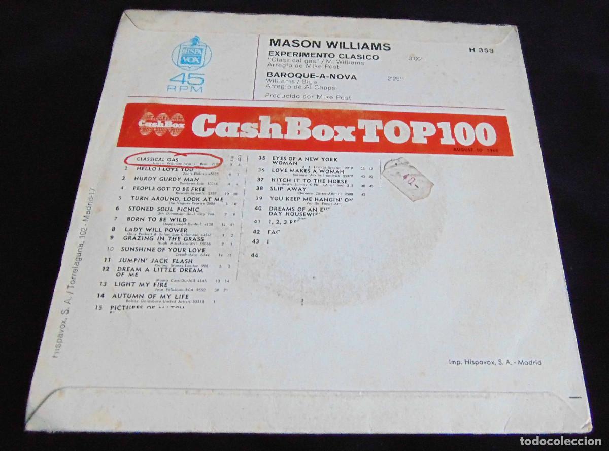 Discos de vinilo: Mason Williams &ndash; Classical Gas - SINGLE 1968 - Foto 2