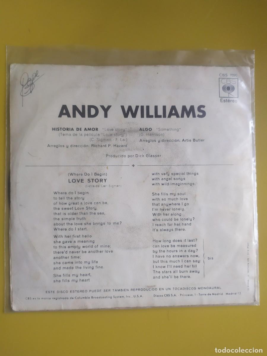 Discos de vinilo: Andy Williams - Love Story / Something 1971 - Foto 2