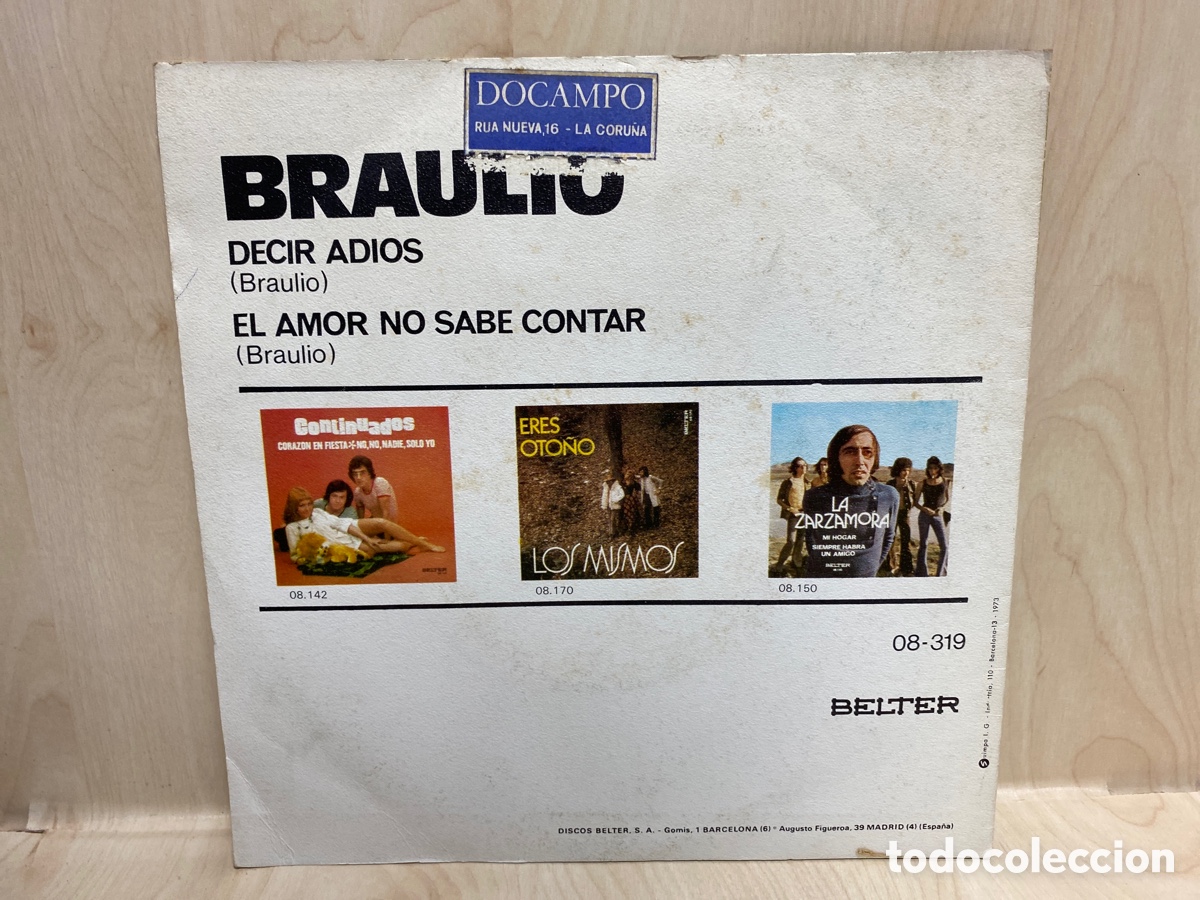 Discos de vinilo: Braulio - Decir Adios (7&rdquo;, Single) - Foto 2