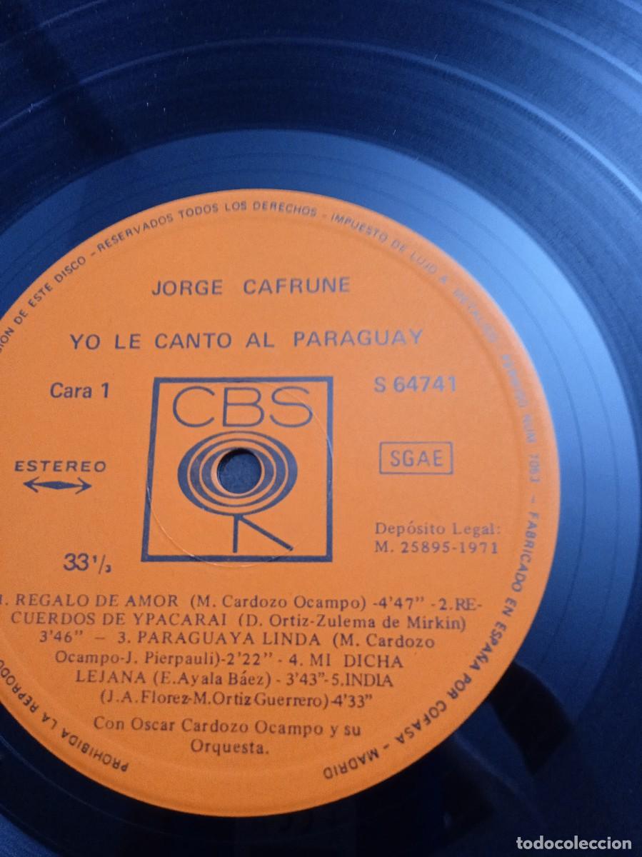 Discos de vinilo: JORGE CAFRUNE Yo le canto a Paraguay - Foto 3