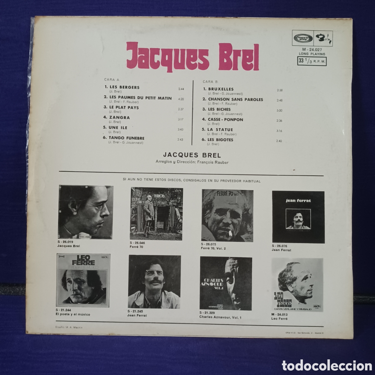 Discos de vinilo: JACQUES BREL 1971 MOVIEPLAY SPAIN - Foto 2