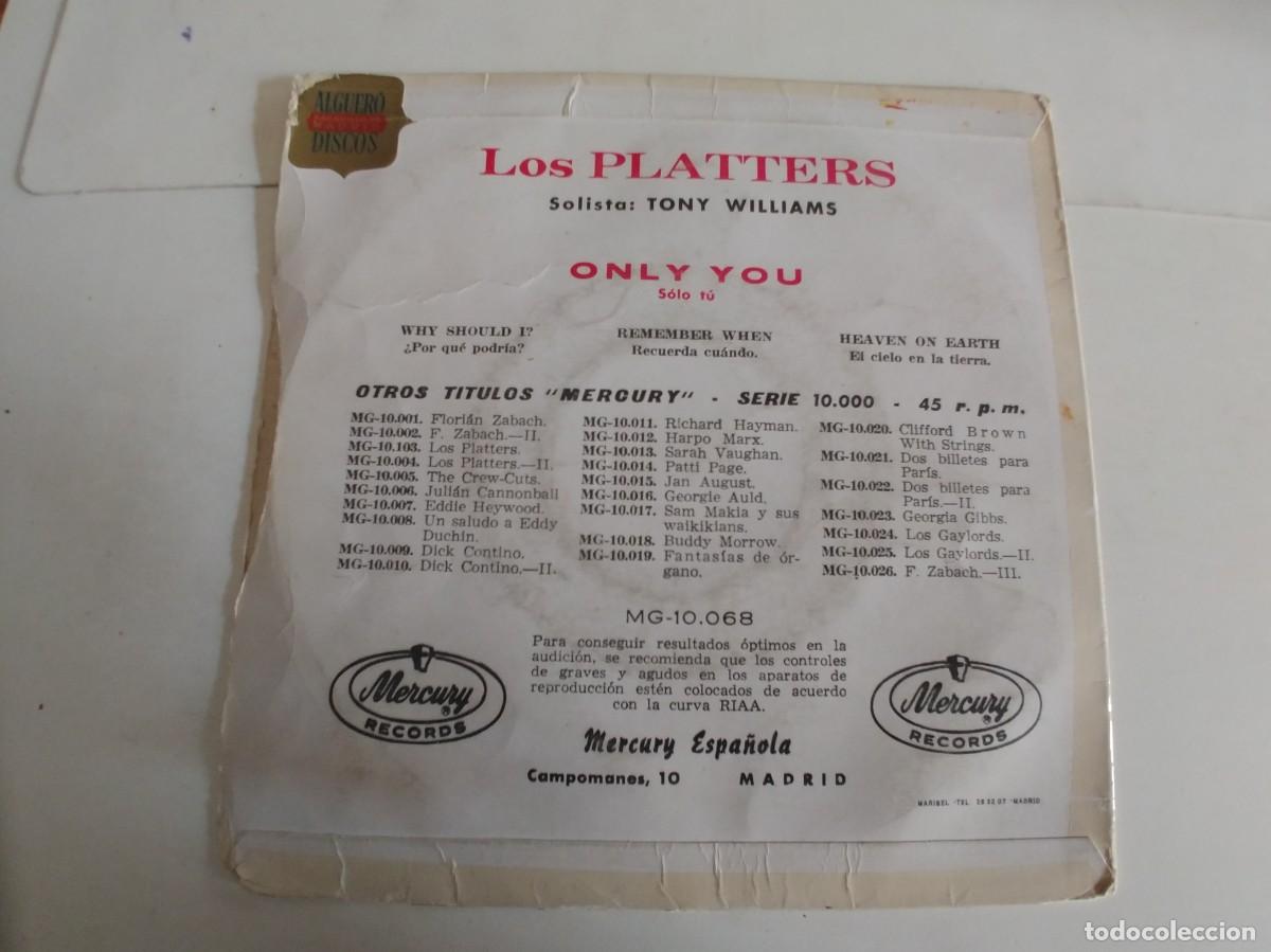 Discos de vinilo: LOS PLATTERS-EP ONLY YOU +3 - Foto 2