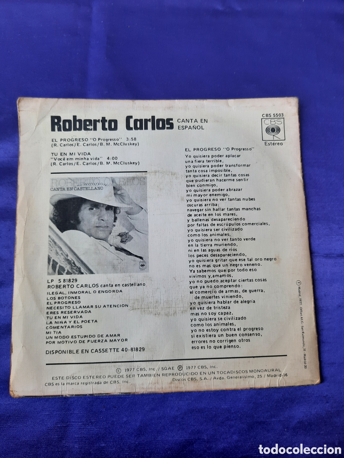 Discos de vinilo: Roberto Carlos El progreso 1977 - Foto 2