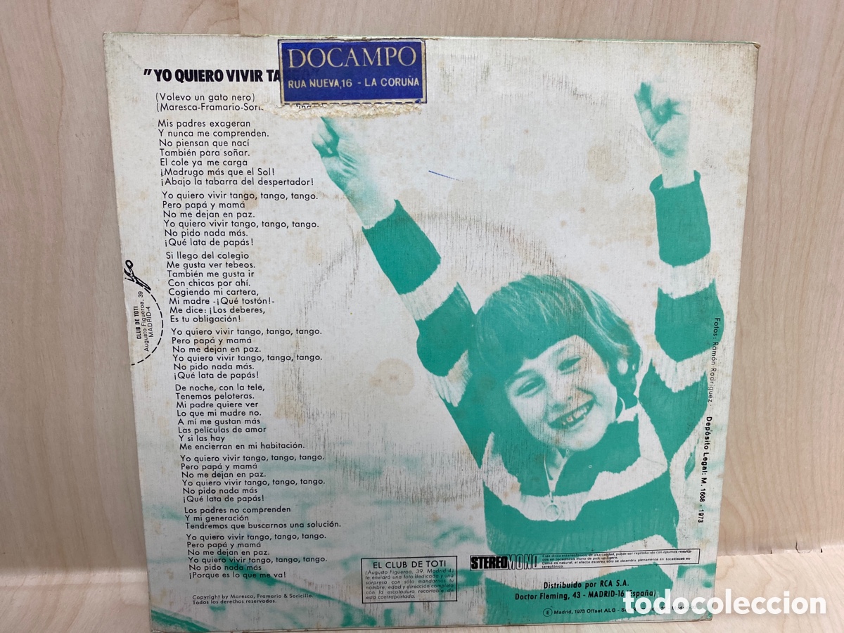Discos de vinilo: Toti - Yo Quiero Vivir Tango (7&rdquo;, Single) - Foto 2