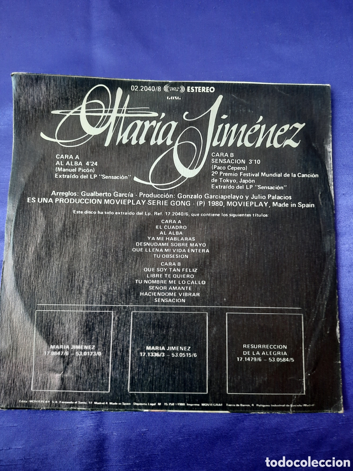 Discos de vinilo: Maria Jim&eacute;nez Sensacion 1980 - Foto 2