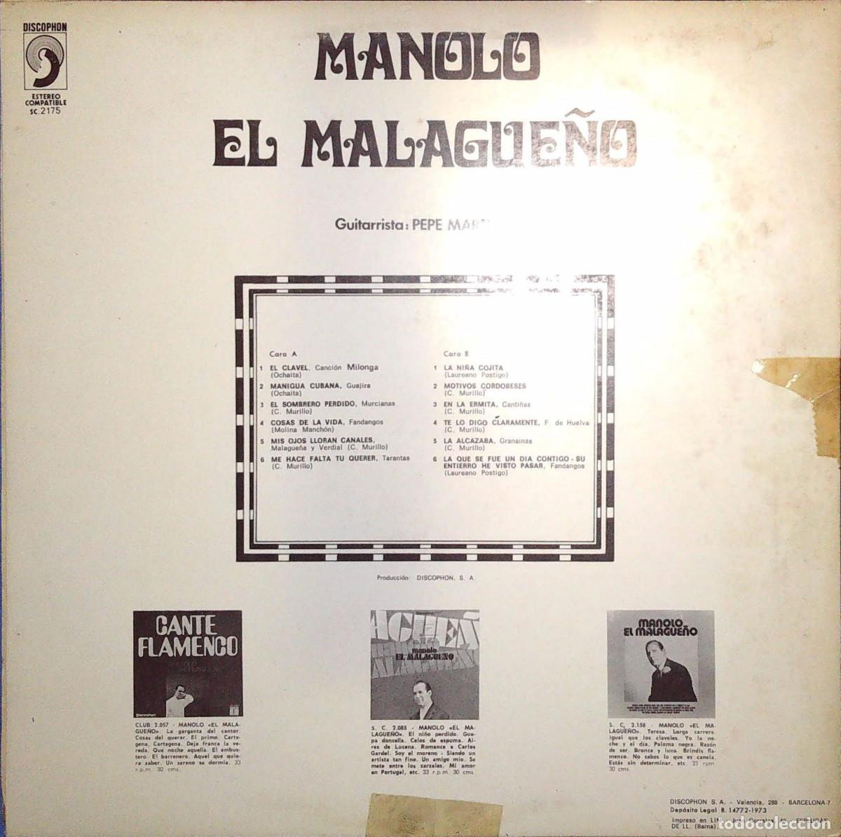 Discos de vinilo: DISCOS DE MANOLO EL MALAGUE&Ntilde;O - Foto 10