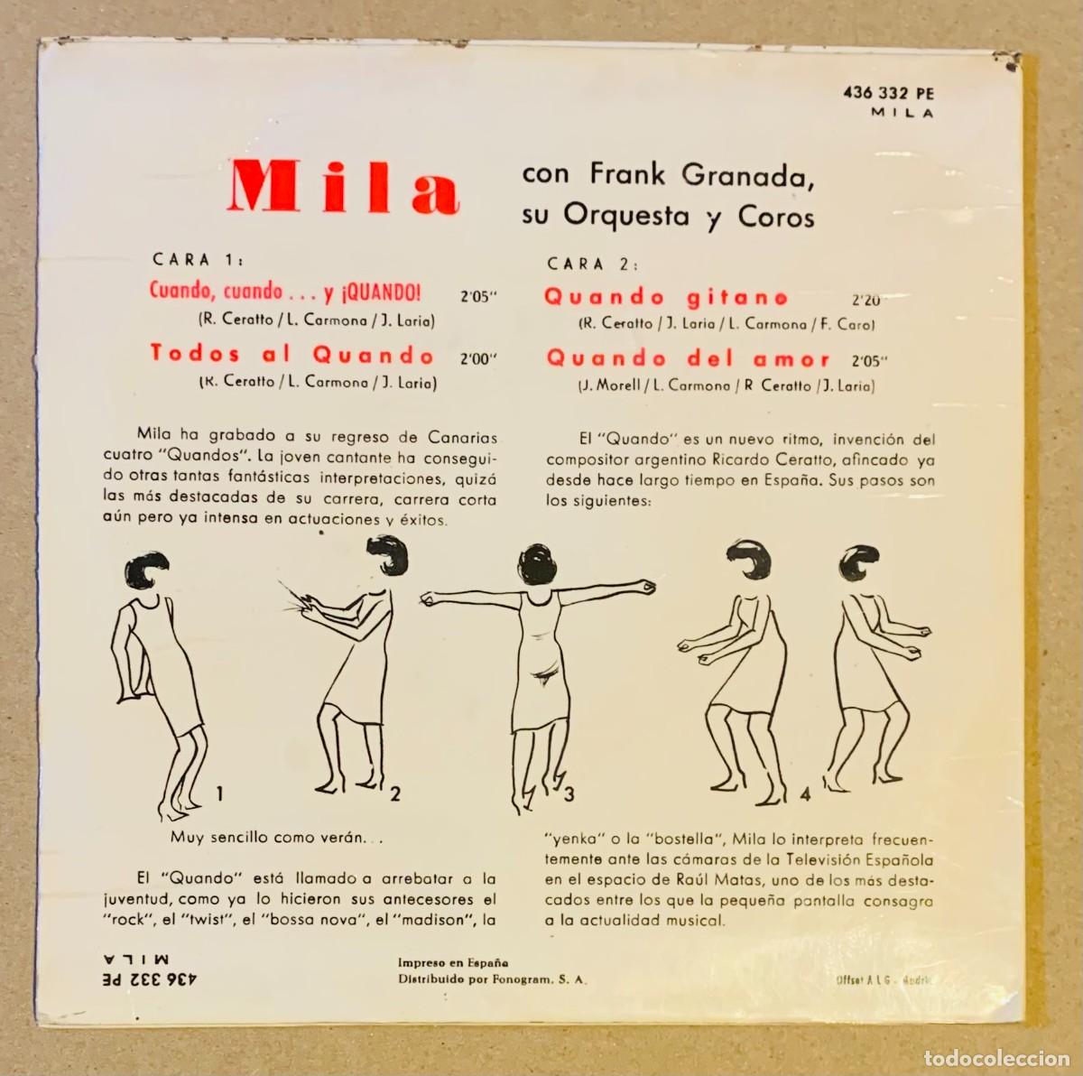 Discos de vinilo: MILA EP CANTA QUANDO + 3 - Foto 2