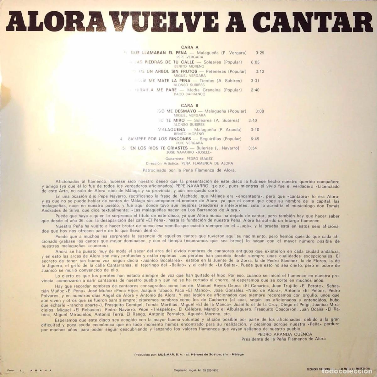 Discos de vinilo: LP &Aacute;LORA VUELVE A CANTAR - Foto 2