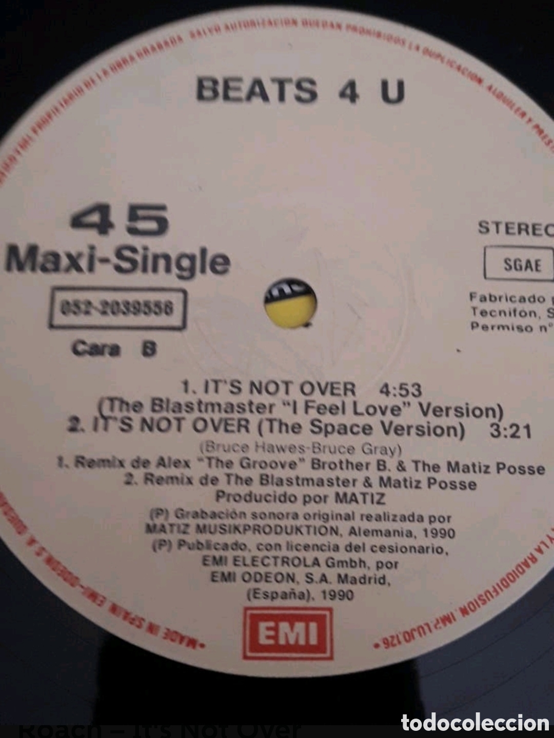 Discos de vinilo: Maxi single Beats 4 U&nbsp;Featuring&nbsp;Anthony Roach. Its Not Over - Foto 4