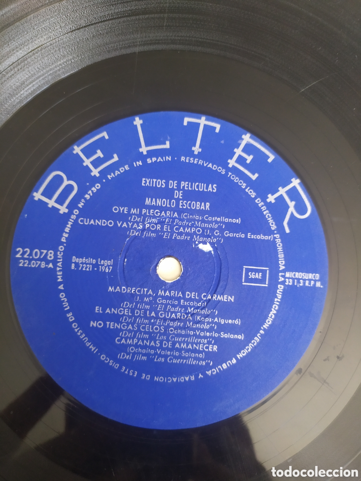 Discos de vinilo: Lp &Eacute;xitos de pel&iacute;culas de Manolo Escobar - Foto 3