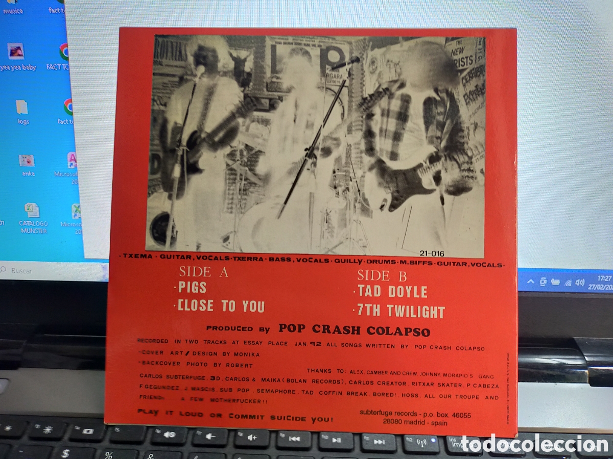 Discos de vinilo: Pop Crash colapso ep pigs 1992 - Foto 2