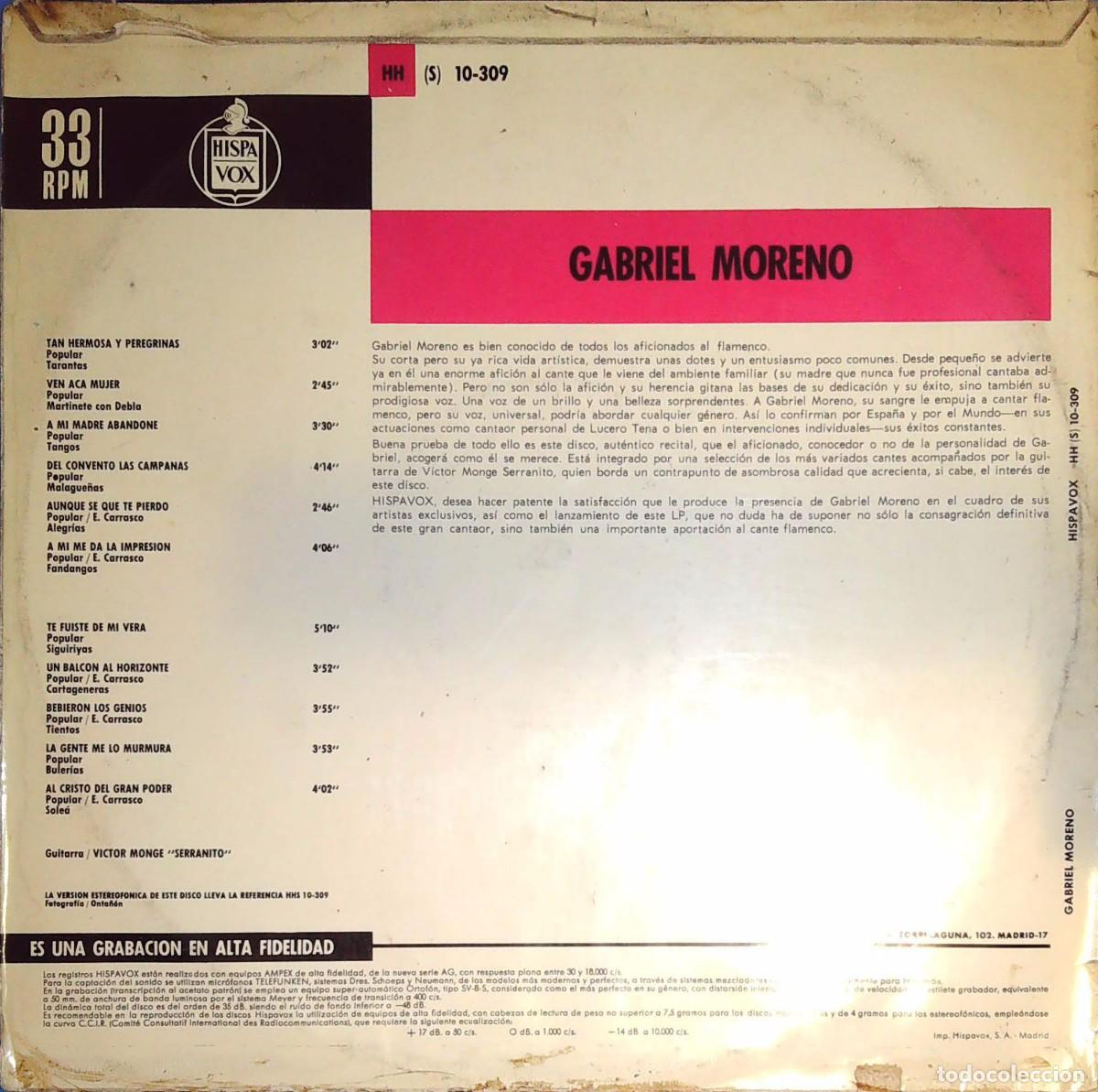 Discos de vinilo: 2 LPS DE GABRIEL MORENO - Foto 2