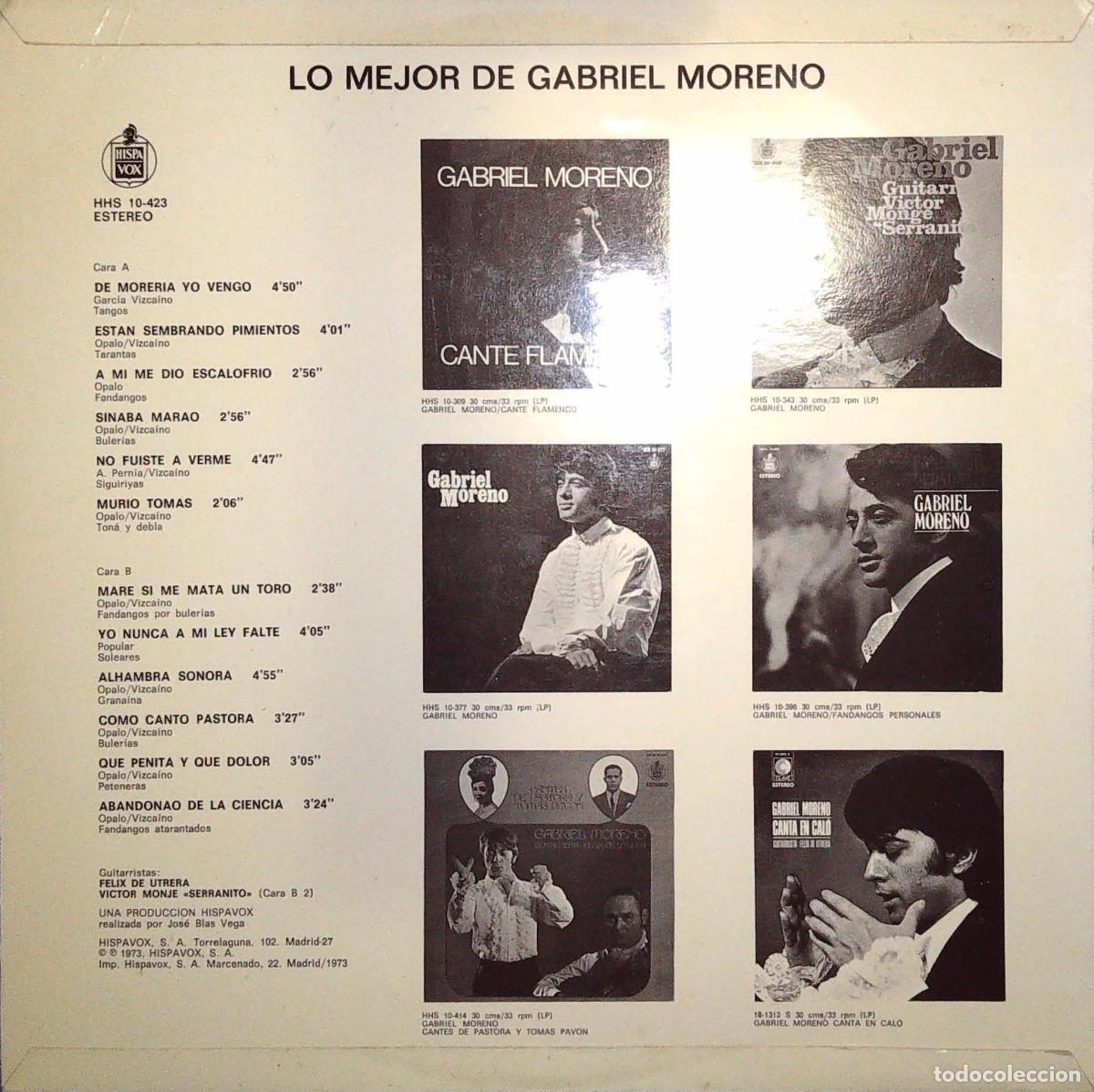 Discos de vinilo: 2 LPS DE GABRIEL MORENO - Foto 6