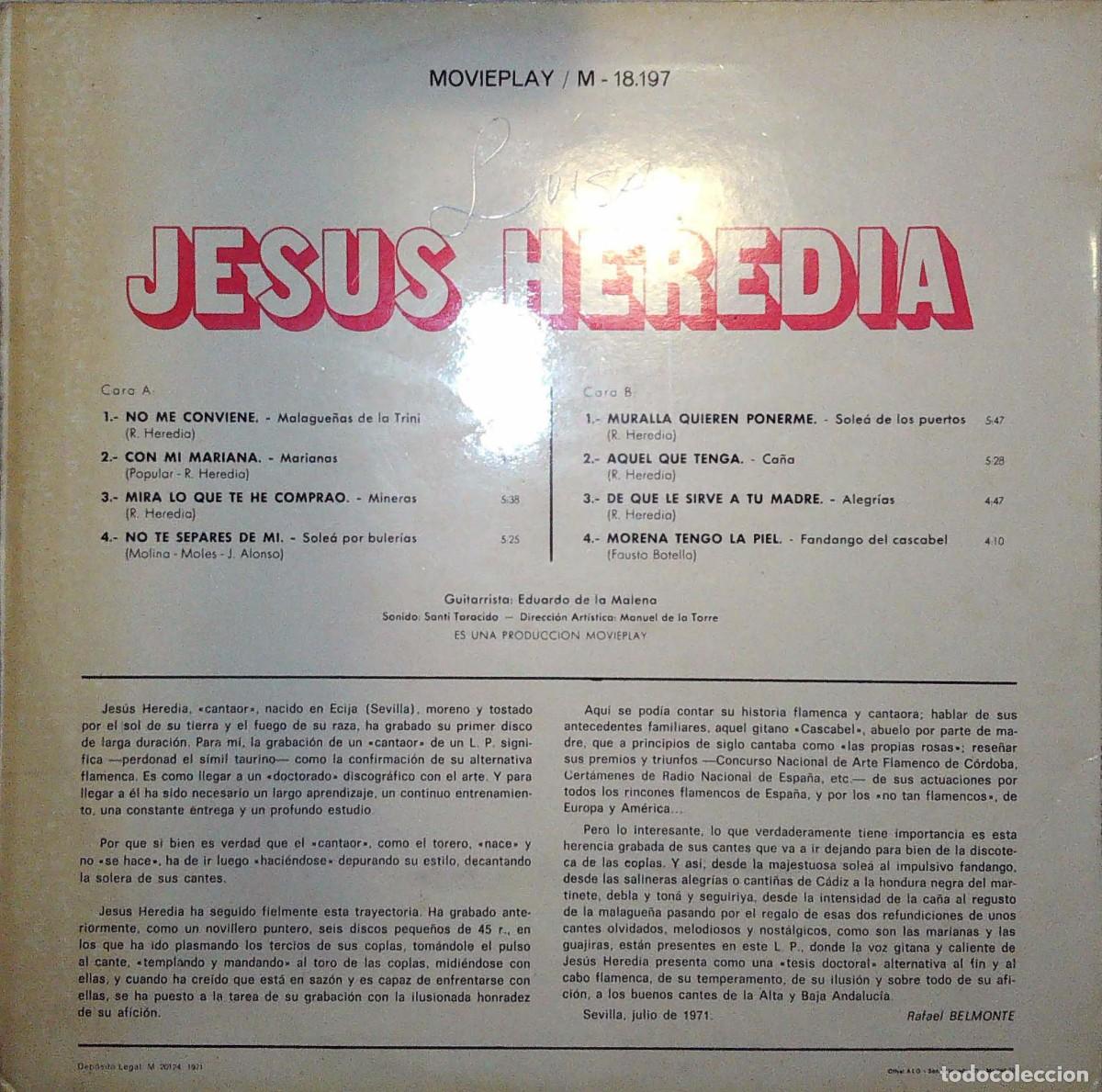 Discos de vinilo: 3 LPS DE JES&Uacute;S HEREDIA - Foto 6